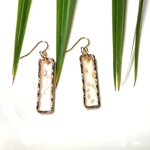 Gold, White, Clear & Opalescence Dangle Earrings Anthropologie  NWT - Picture 3 of 5